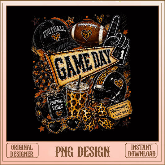 Game Day Football Leopard PNG, Football Vibes PNG, Touchdown PNG