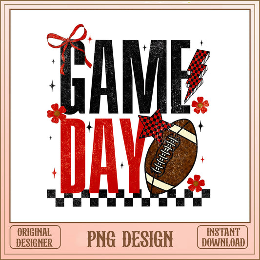 Game Day Football PNG, Retro Checkered Football Shirt PNG, Sublimation PNG