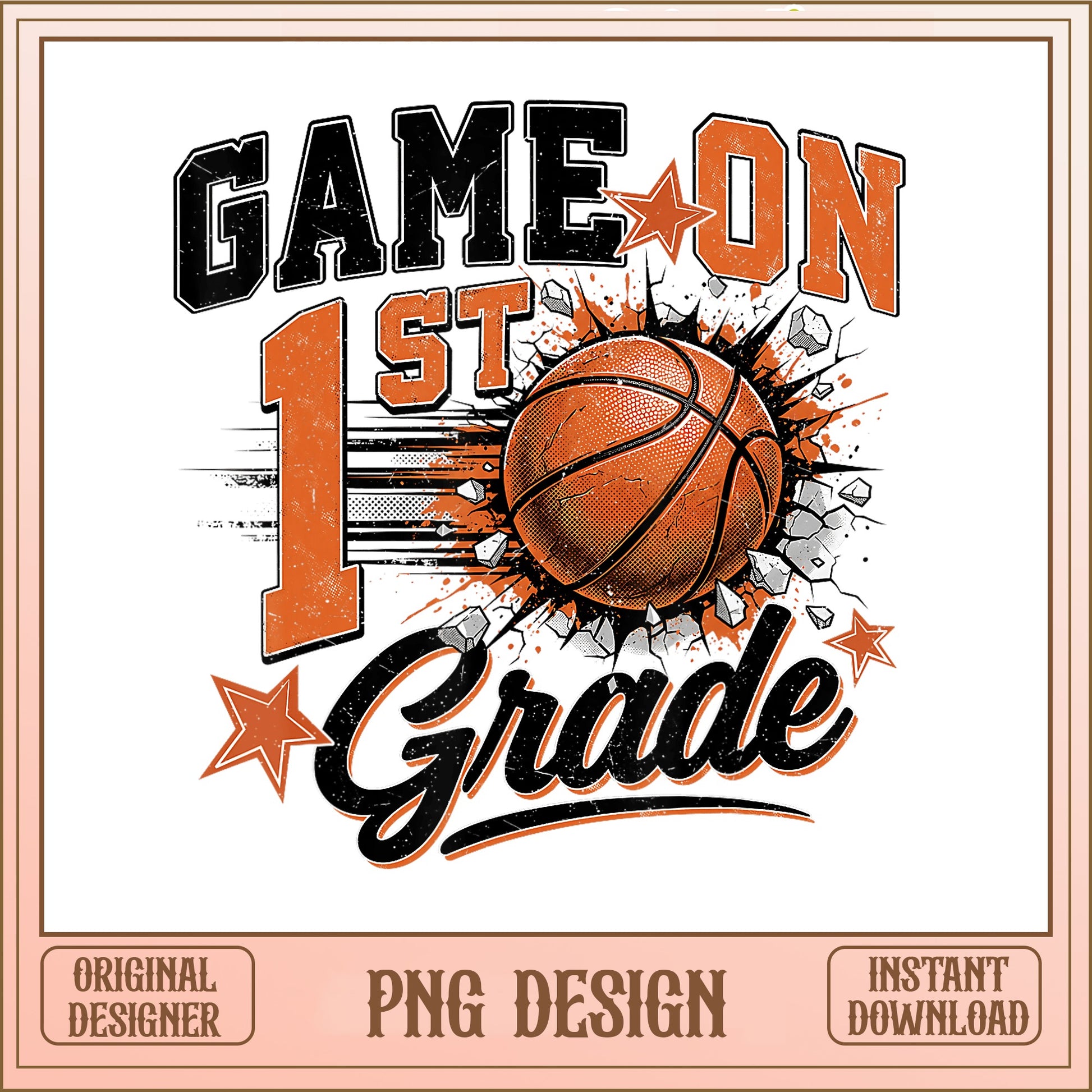 Game On 1st Grade Basketball PNG, Back To School PNG, First Grade PNG