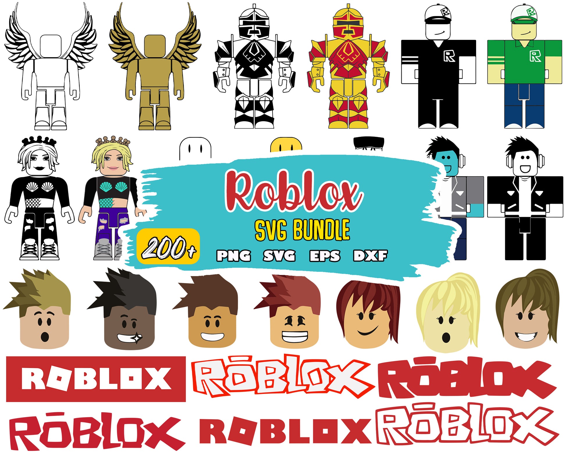Roblox game logo bundle svg, characters in roblox​ svg, roblox svg