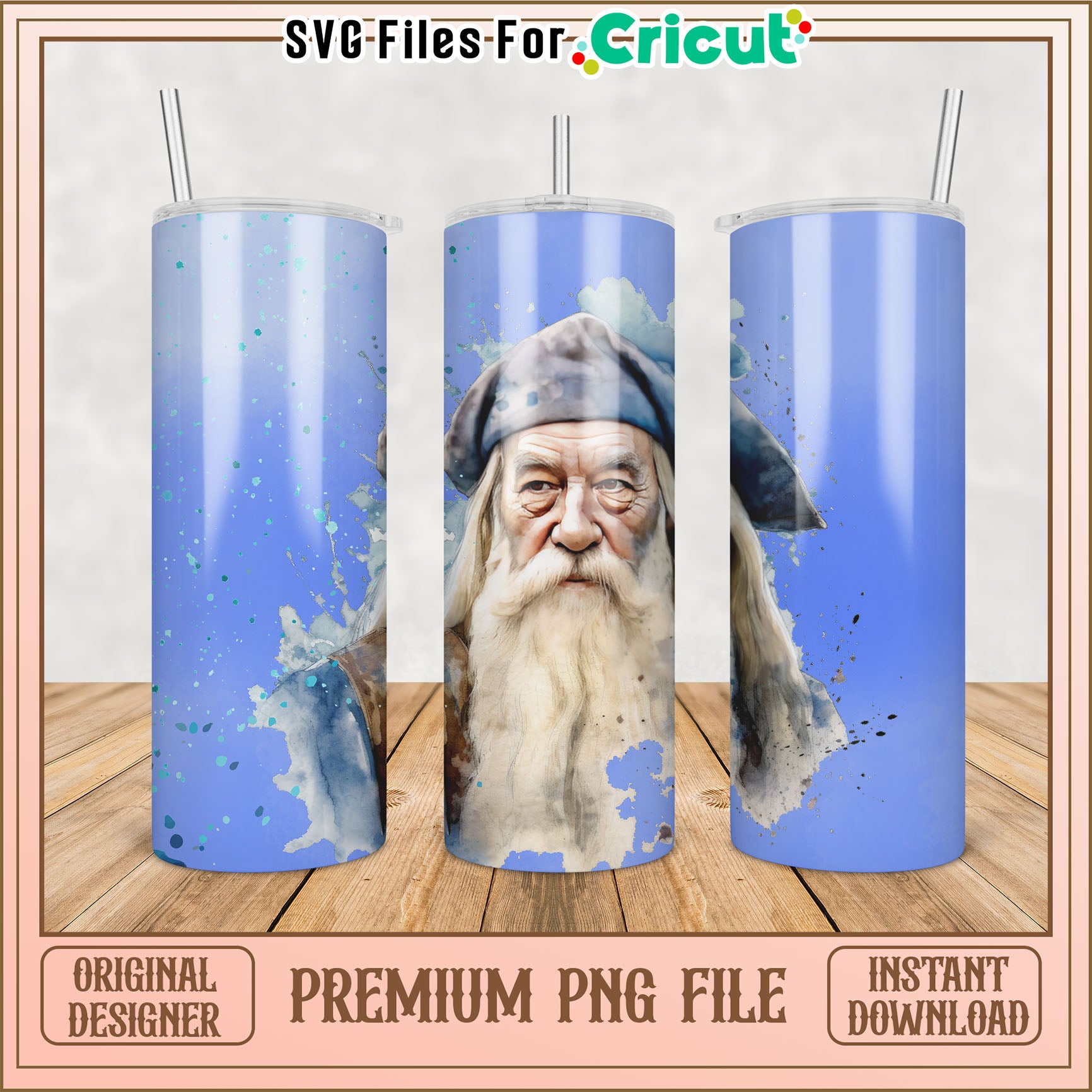 Gandalf Tumbler PNG Design - Instant Download