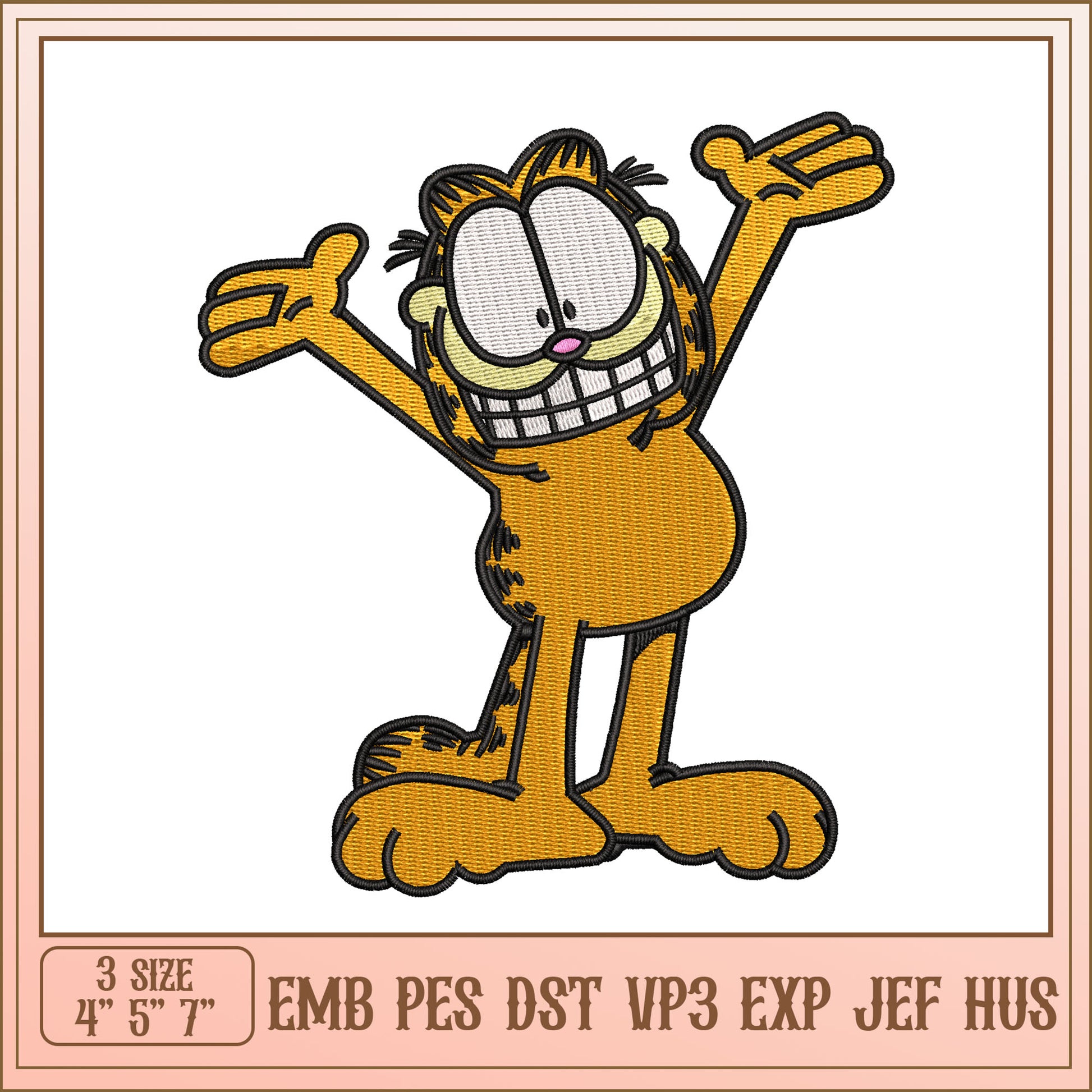 Garfield Embroidery Design EMB PES DST VP3 Formats