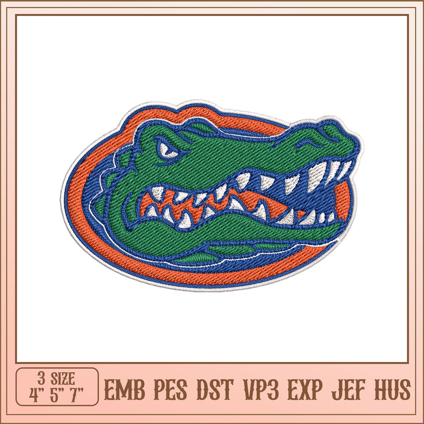 Gator Head Embroidery Design