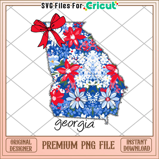 Georgia Floral State Map PNG Download
