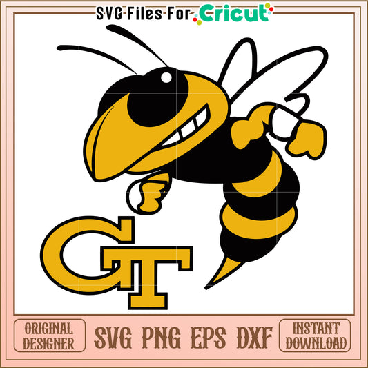 Georgia Tech Bee SVG Design, perfect for Cricut projects and crafts