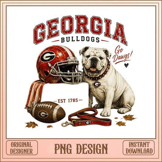 Georgia Bulldogs Football PNG, Go Dawgs Sublimation, UGA Bulldog PNG