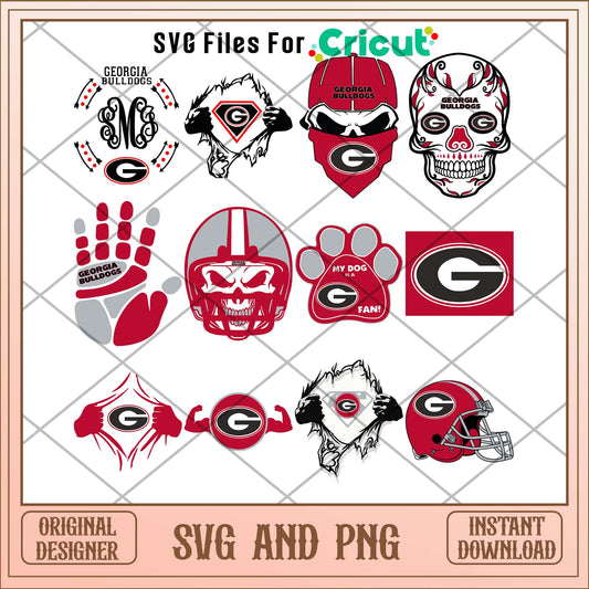 Georgia bulldogs skull svg, Georgia bulldogs svg bundle, NCAA svg