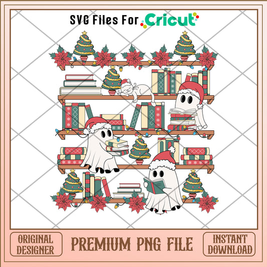 Ghost Book Christmas png, love book png, christmas day png