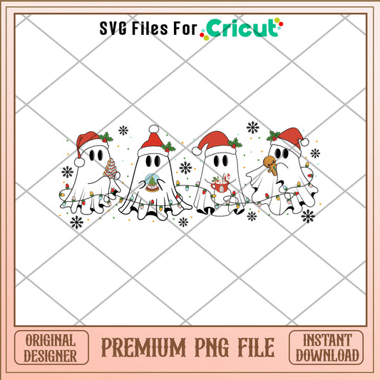 Ghost Christmas santa hat png, Ghost png, christmas day png