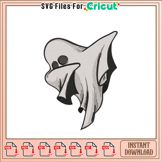 Ghost Embroidery Design for Halloween Projects Download