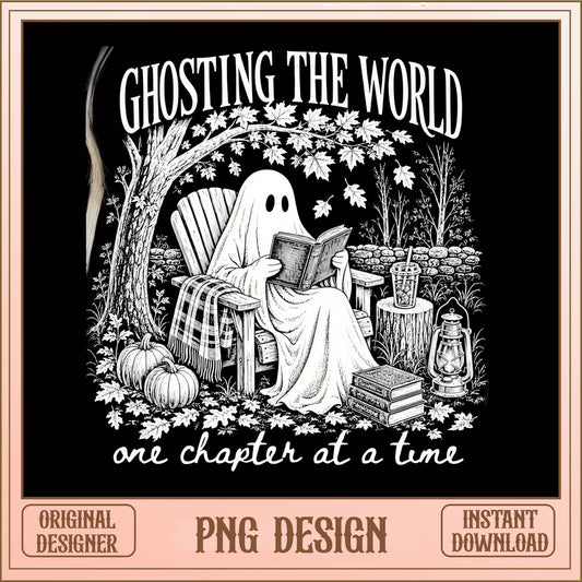 Ghost Reading Book Halloween PNG, Ghosting The World PNG, Fall PNG