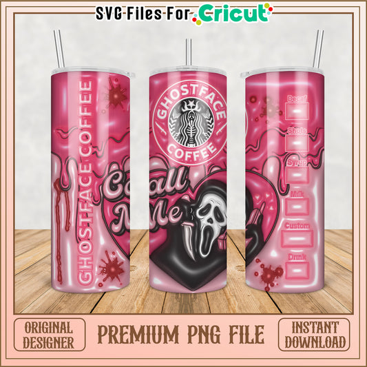Ghostface Coffee Tumbler Design Premium PNG for Cricut Maker