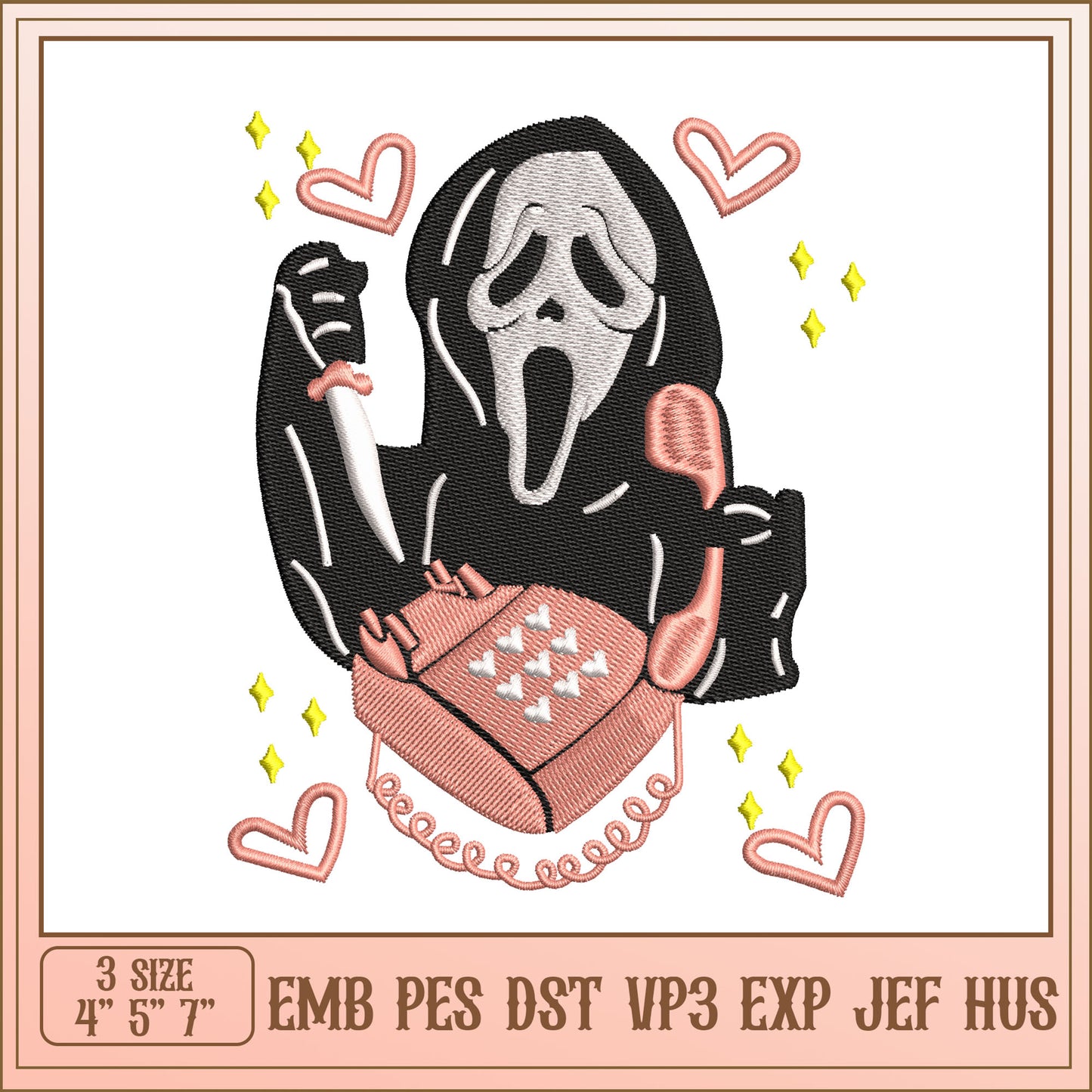 Ghostface Phone Embroidery Design