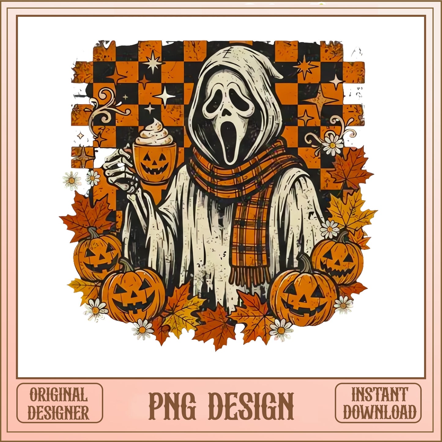 Ghostface Halloween PNG, Scream Ghost Pumpkin Latte PNG, Fall PNG
