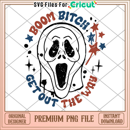 Ghostface boom bitch get out of the way png, bold phrase png, edgy slogan png