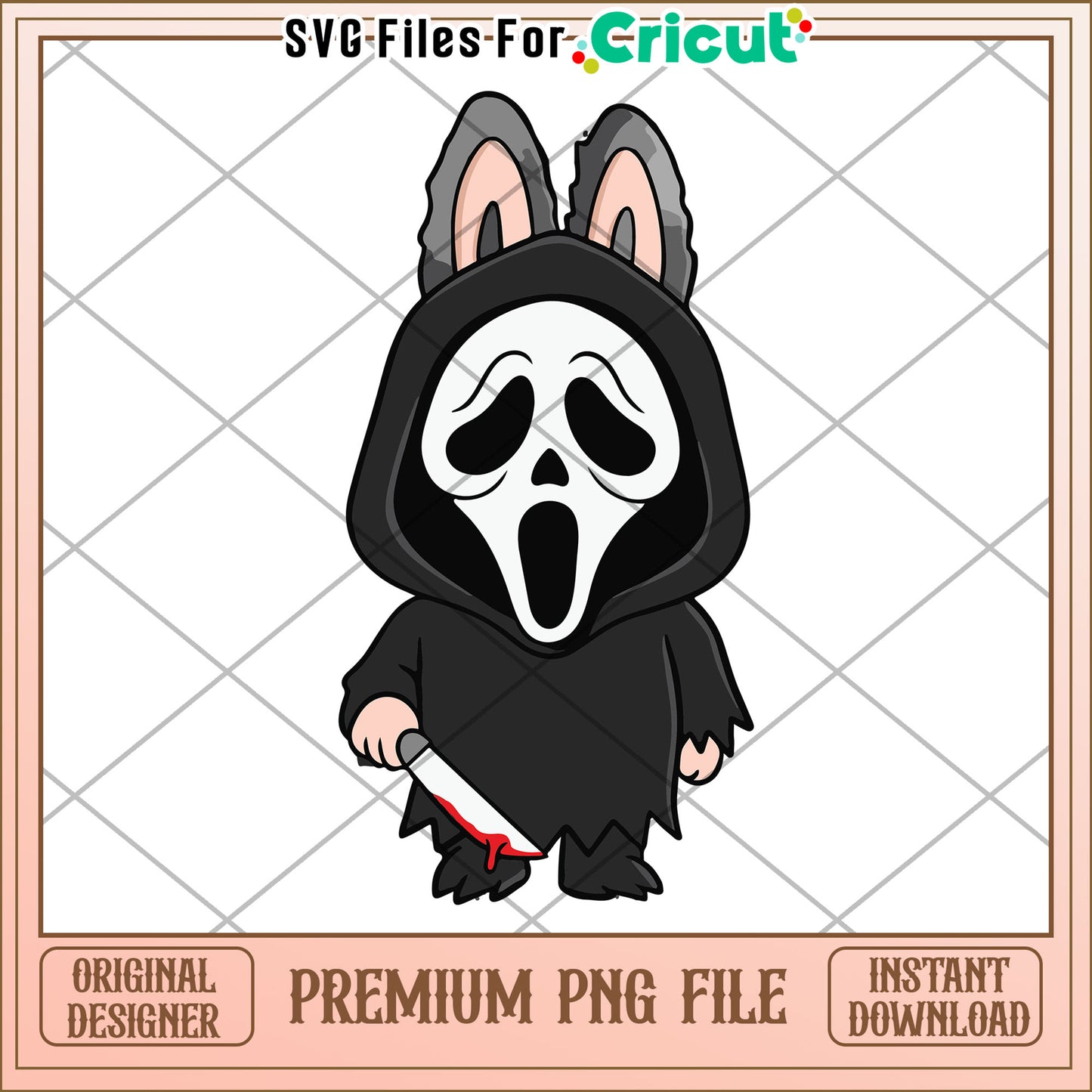 Ghost face labubu png, halloween png, spooky season png