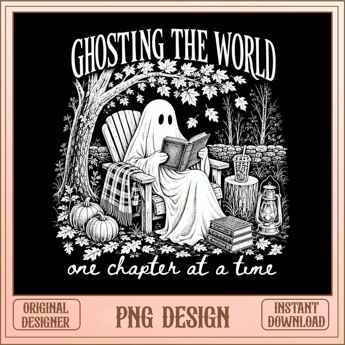 Ghosting The World One Chapter At A Time PNG, Ghost Reading PNG, Halloween PNG