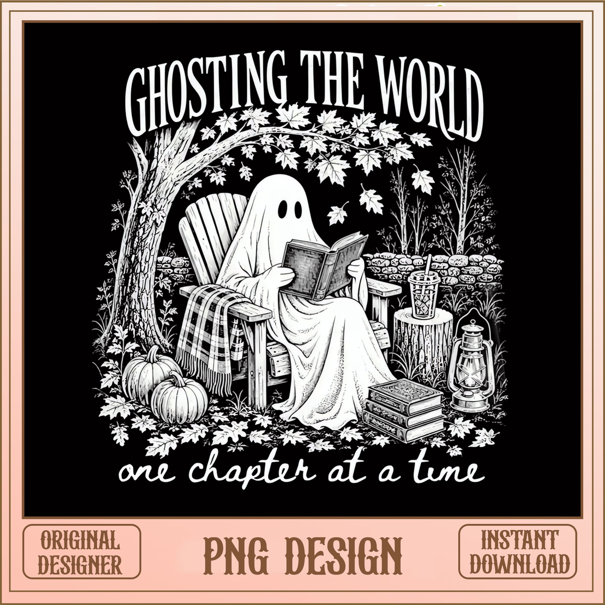 Ghosting The World One Chapter At A Time PNG, Ghost Reading PNG, Halloween PNG