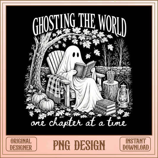 Ghosting The World One Chapter At A Time PNG, Ghost Reading PNG, Halloween PNG