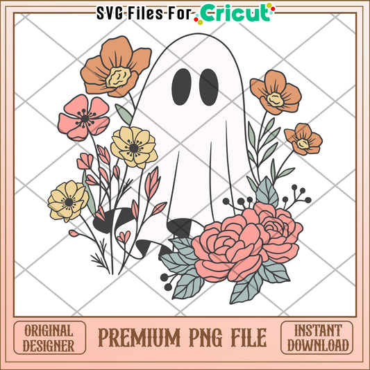 Ghost with flowers png, spirit halloween​ png, halloween movies​ png
