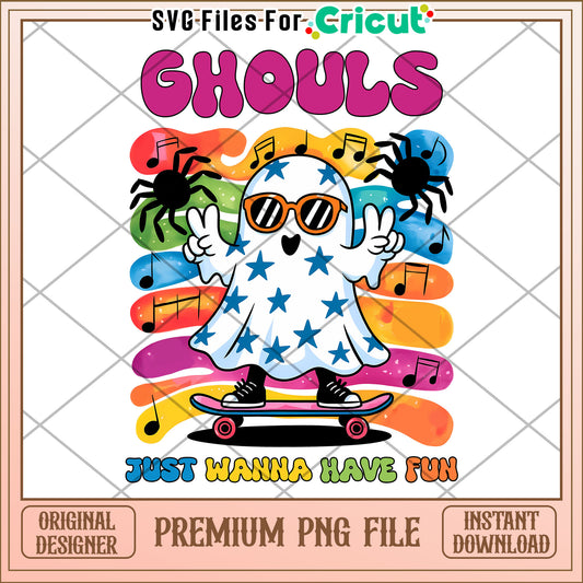 Ghouls just wanna have fun png, halloween decorations png, halloween cartoon png