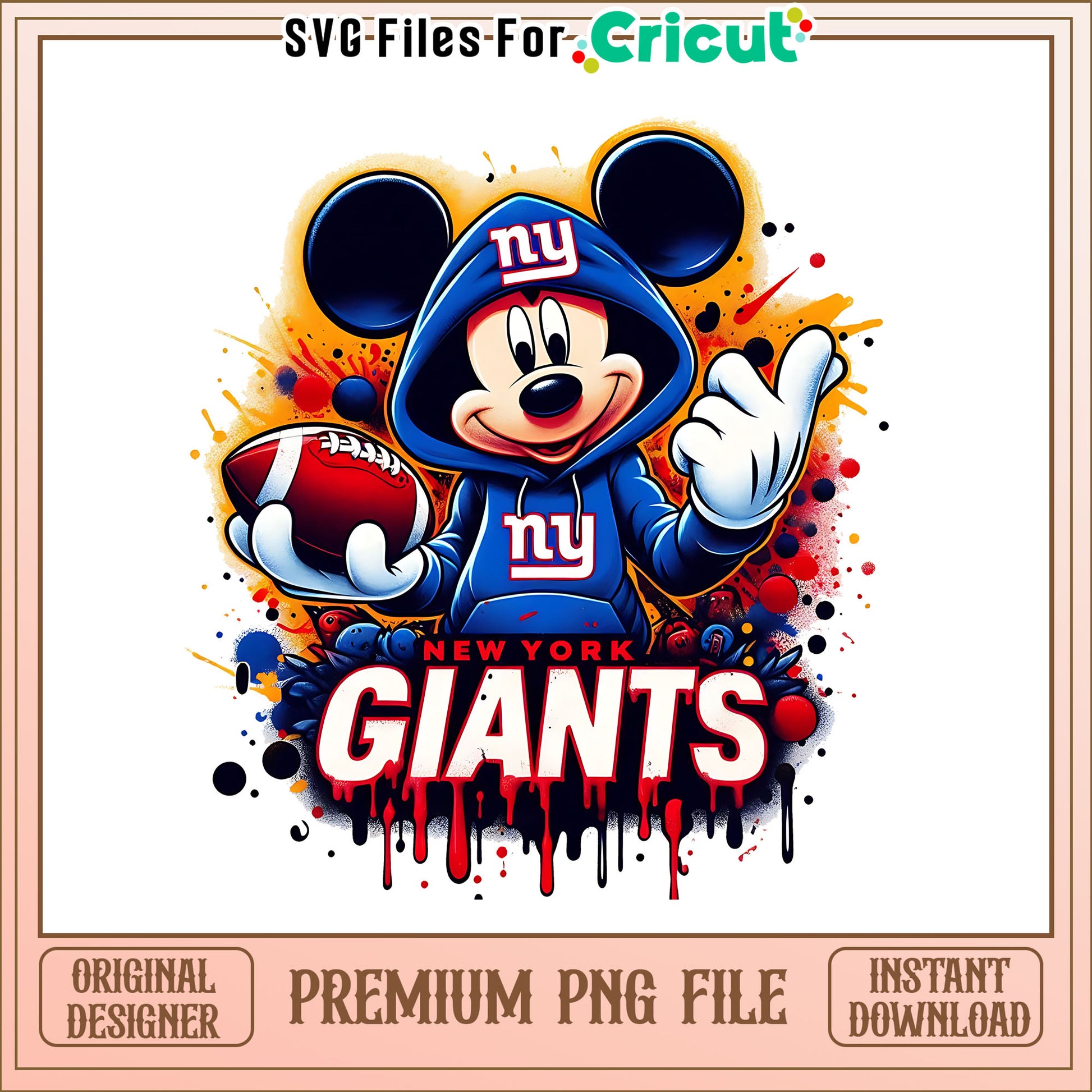 Giants Mickey rugby ball png, New York Giants png, NFL png