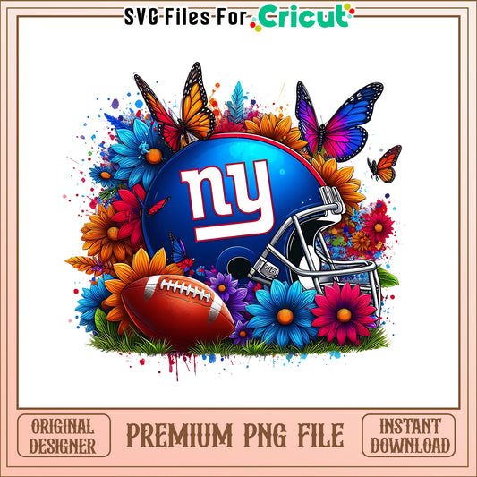 Giants logo vintage flower png, New York Giants png, NFL png