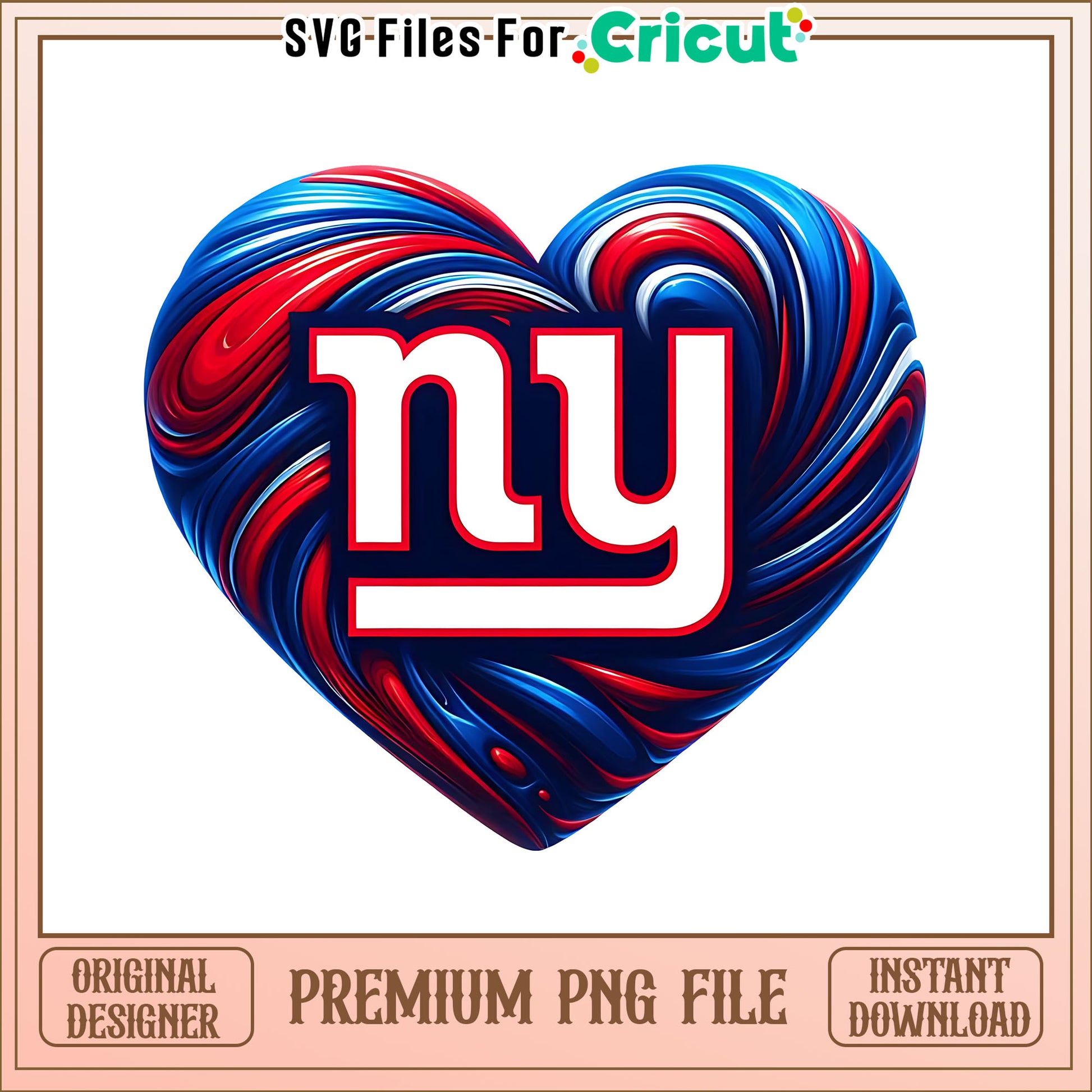 Giants logo vintage heart png, New York Giants png, NFL png