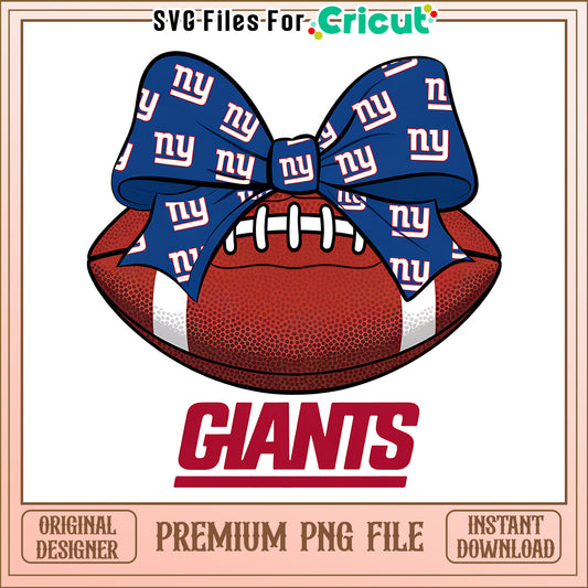 Giants rugby ball and bow png, New York Giants png, NFL png
