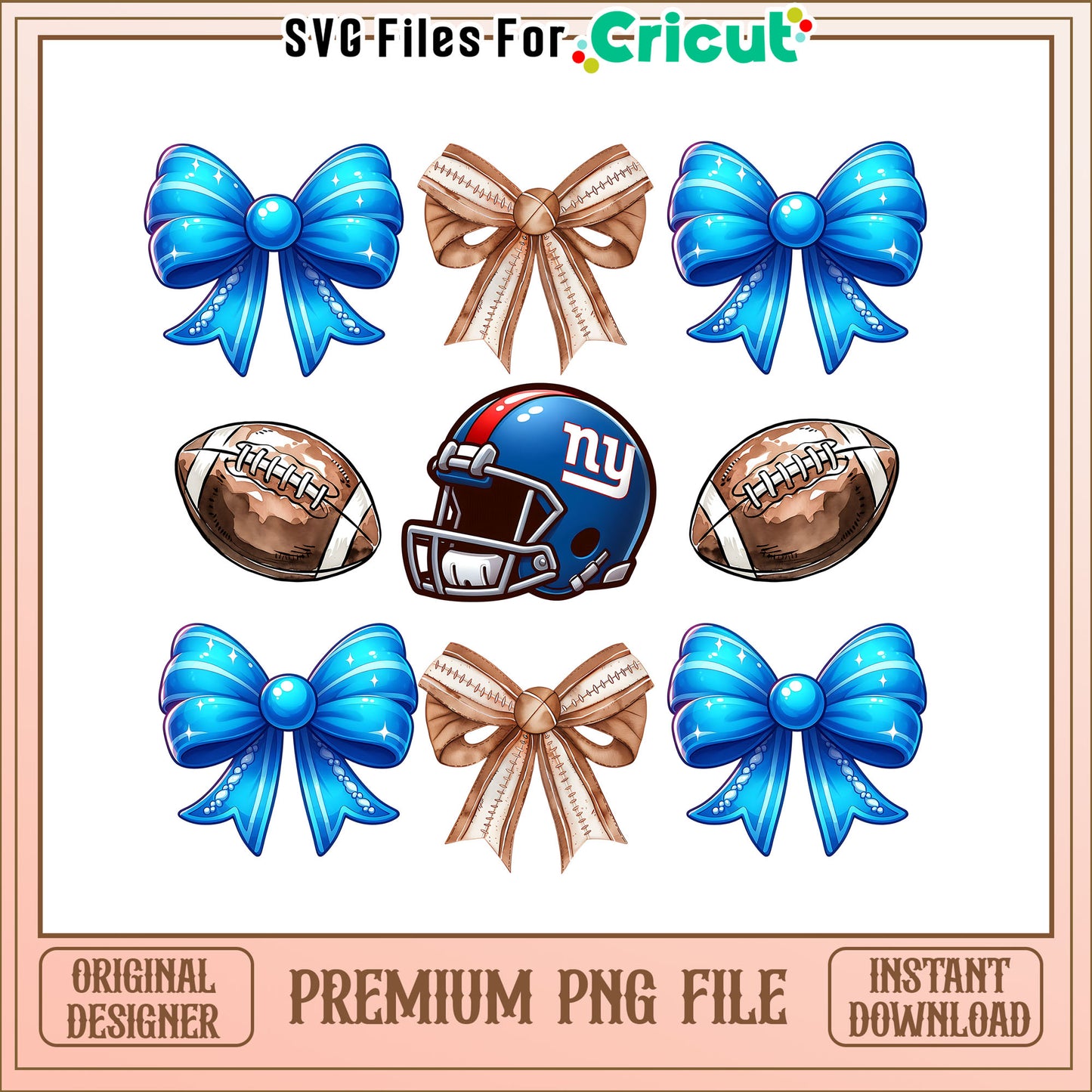 Giants rugby ball and bow png, New York Giants png, NFL png