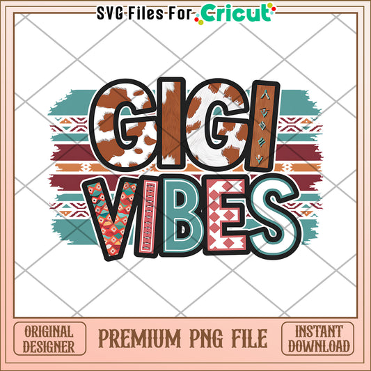 Gigi Vibes PNG Design Cowhide & Tribal