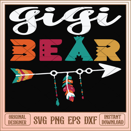 Gigi bear arrow svg, gigi bear svg, funny svg