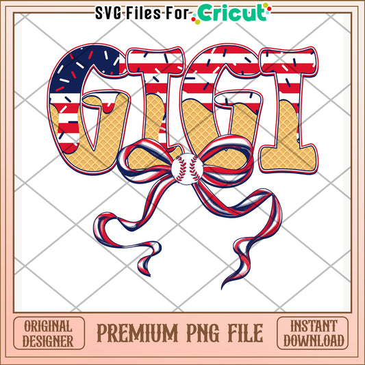 Gigi letter bowtie design png, independence day png, america freedom​  png