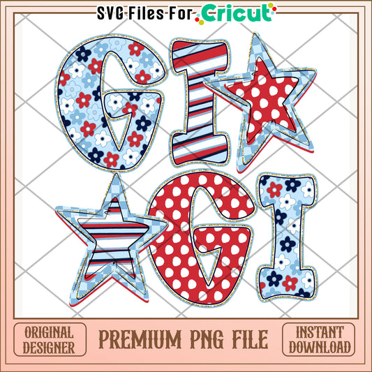 Gigi logo letter bowtie design png, independence day png, america freedom​  png