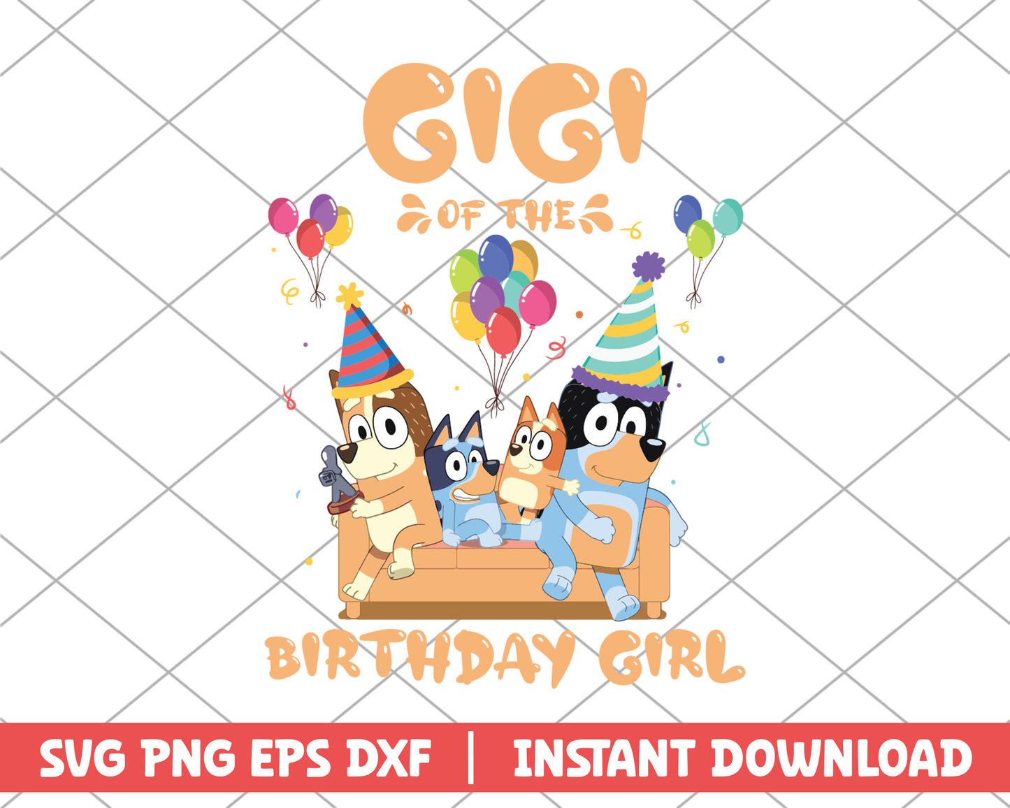 Gigi of the birthday girl cartoon svg 