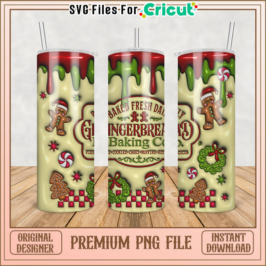 Gingerbread Baking Co Tumbler Design Premium PNG for Cricut Use