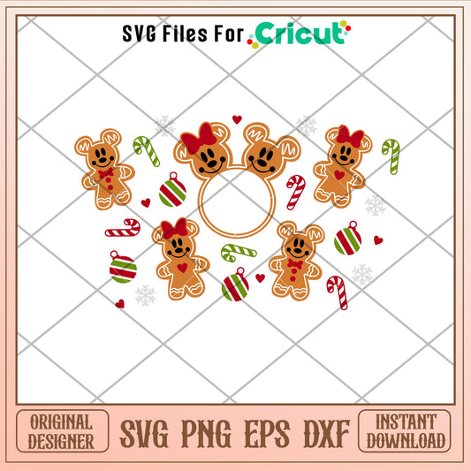 Gingerbread Ears Full Wrap, Christmas Gingerbread Mickey _ Minnie Full Wrap Svg