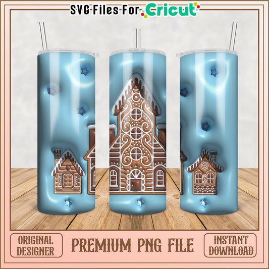 Gingerbread House Tumbler PNG for Cricut Holiday Crafting File