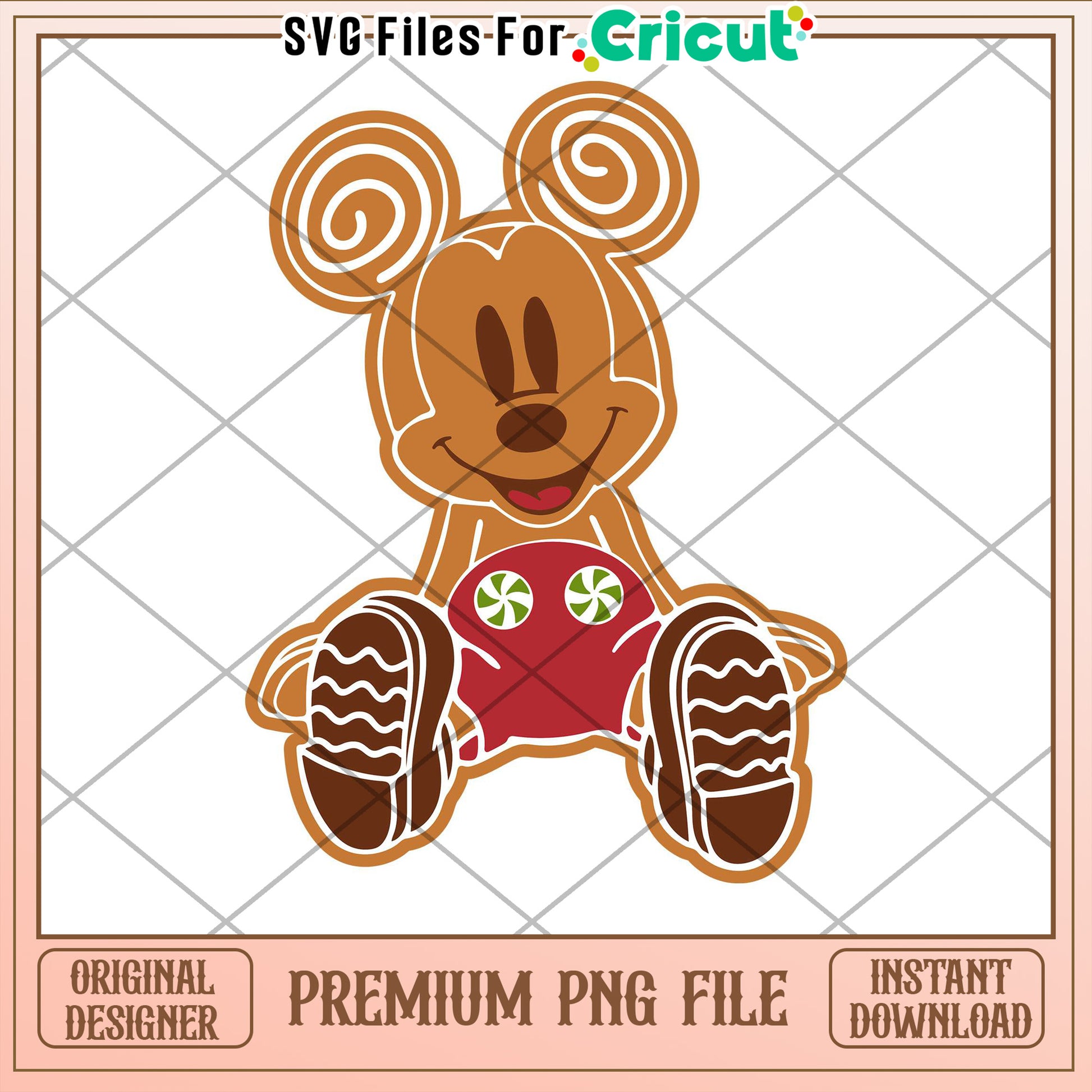 Gingerbread Mickey PNG Cricut File