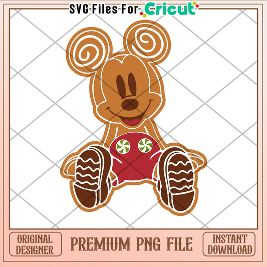 Gingerbread Mickey PNG Cricut File