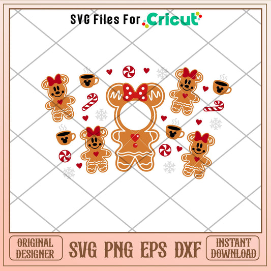 Gingerbread girl, Gingerbread Minnie Mouse Full Wrap Svg