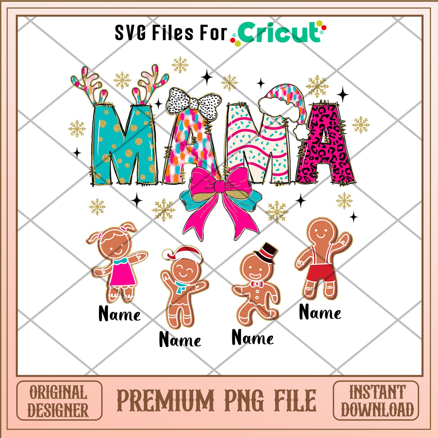 Gingerbread mama family png, Gingerbread png, christmas png