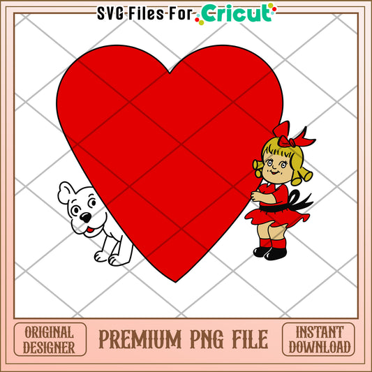 Girl Dog Heart PNG Cricut Valentines Day