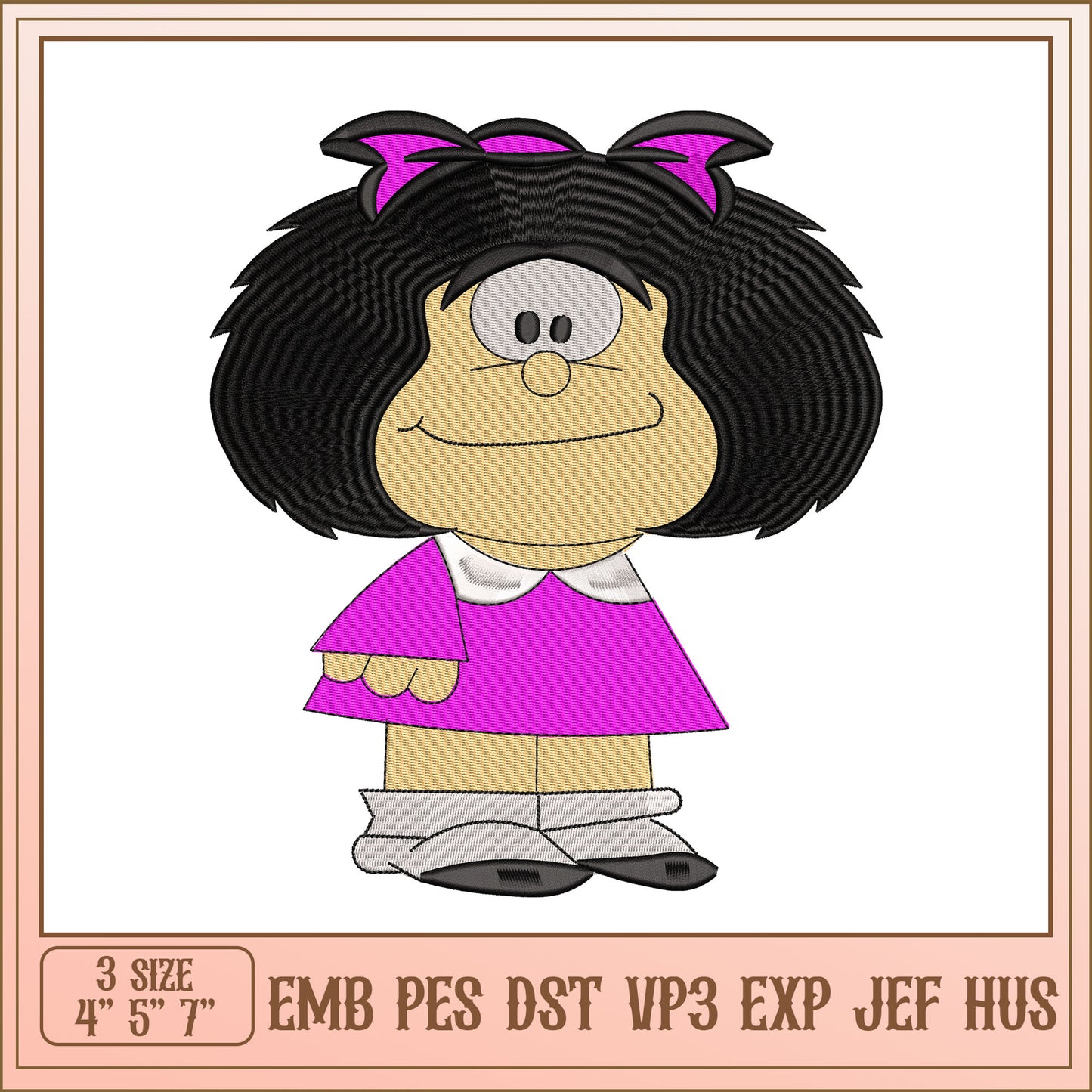 Girl Embroidery Design 3 Sizes EMB PES DST