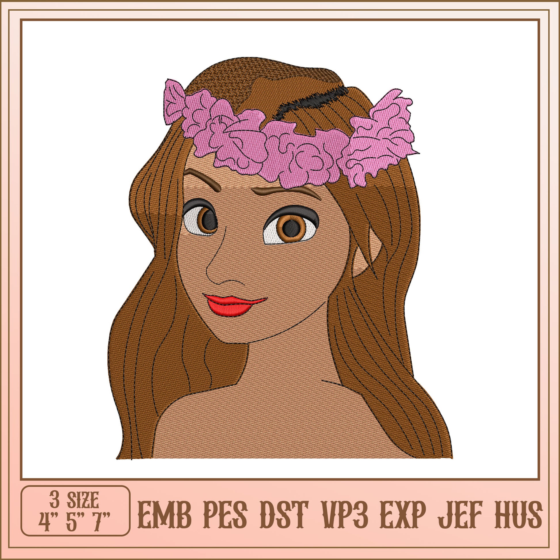 Girl Flower Crown Embroidery Design