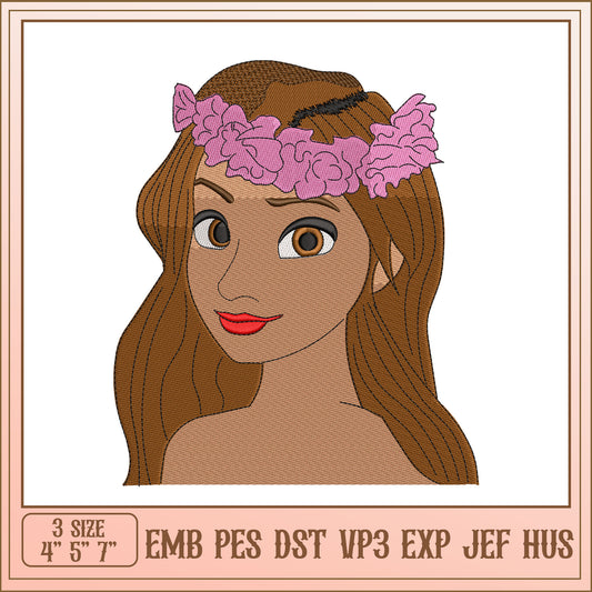 Girl Flower Crown Embroidery Design