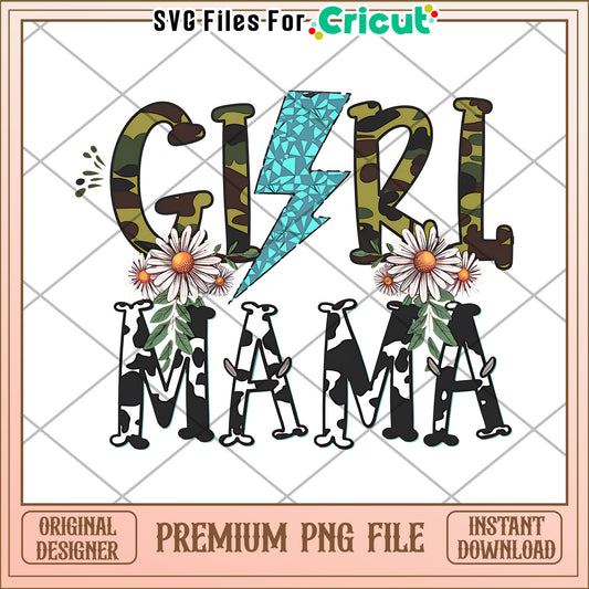 Girl Mama PNG Design Camo Cow Print