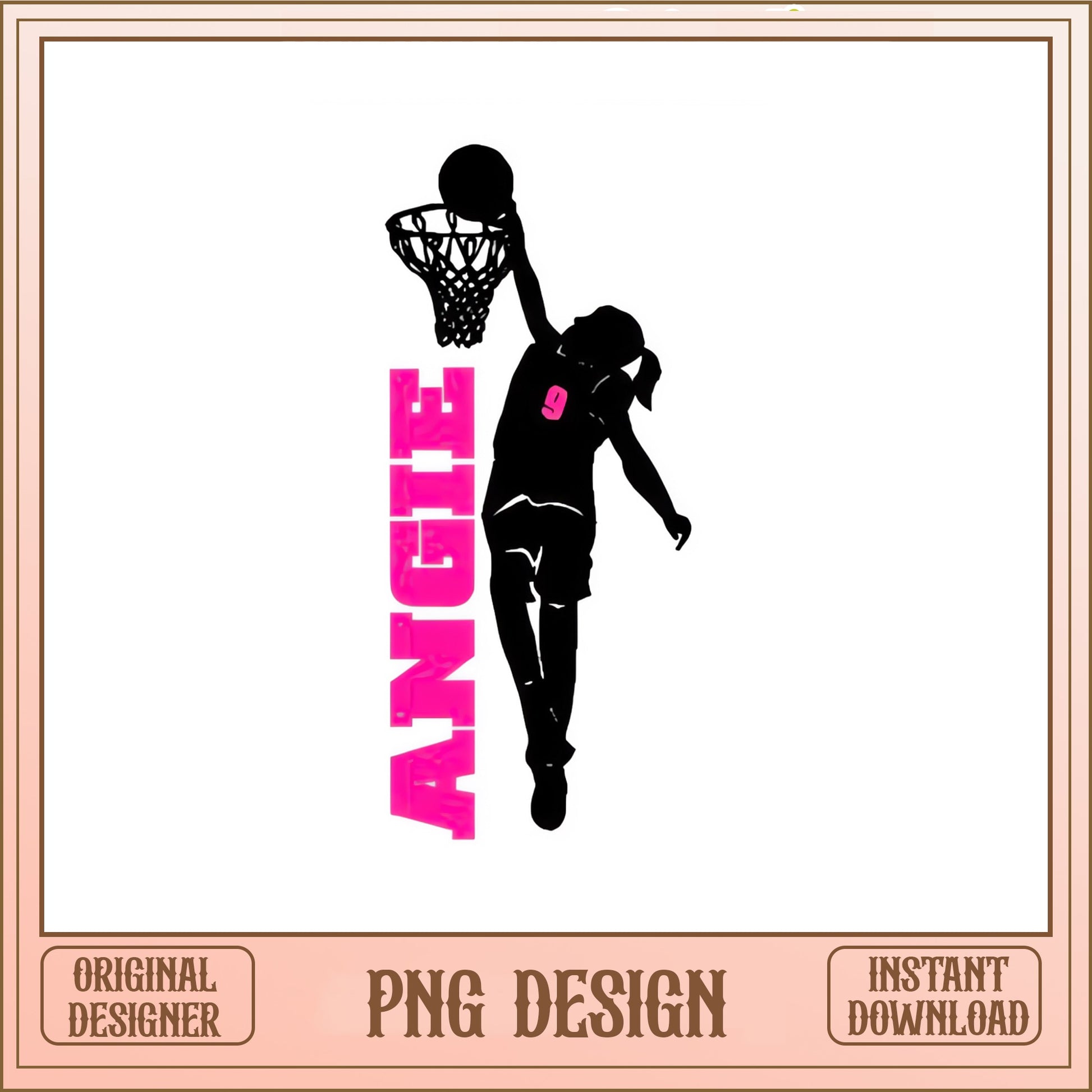 Girl Basketball Player PNG, Custom Name Basketball, Sports PNG