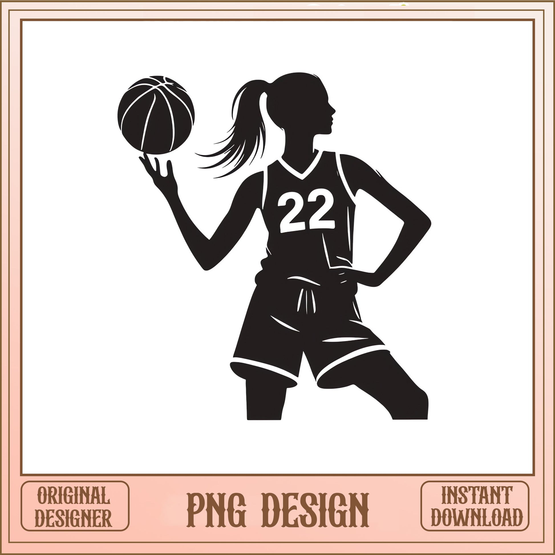 Girl Basketball Player Silhouette PNG, Women Basketball SVG, Sports PNG