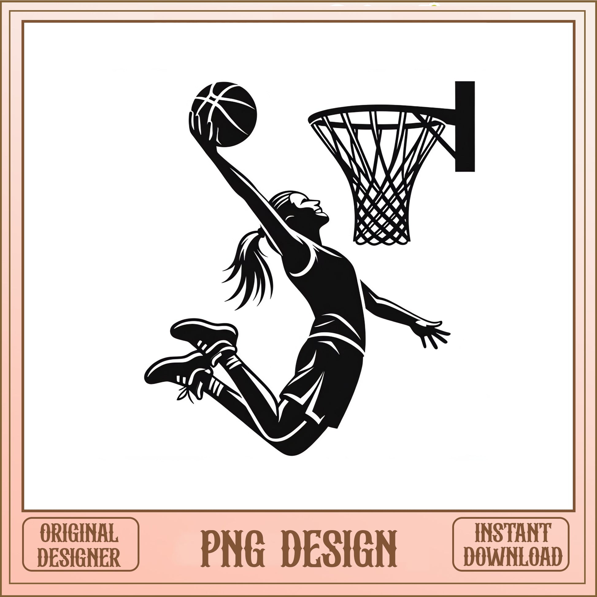 Girl Basketball Player Slam Dunk SVG, Women Basketball PNG, Sports SVG